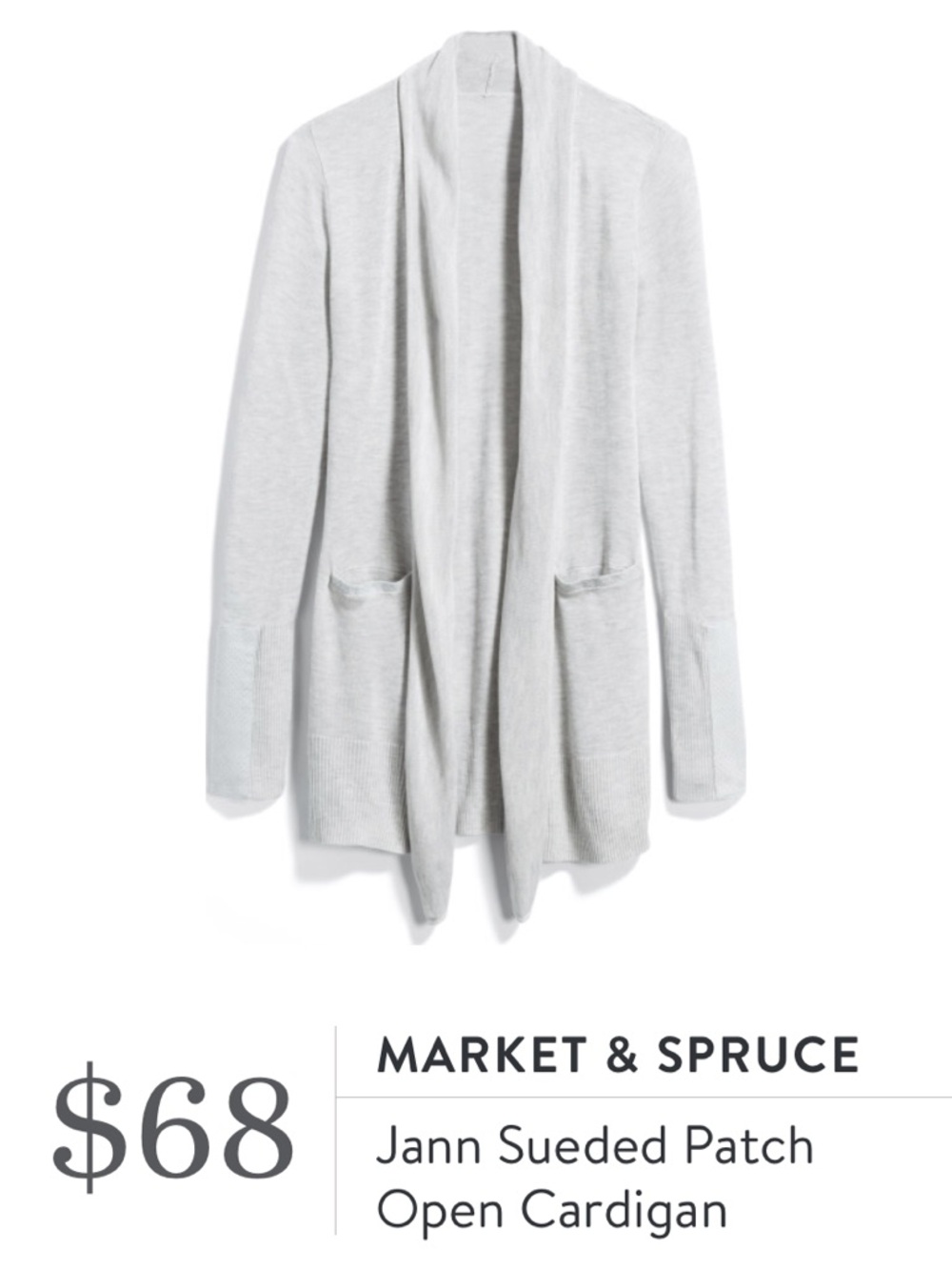 Market & Spruce Jann Sueded Patch Open Cardigan Size Medium